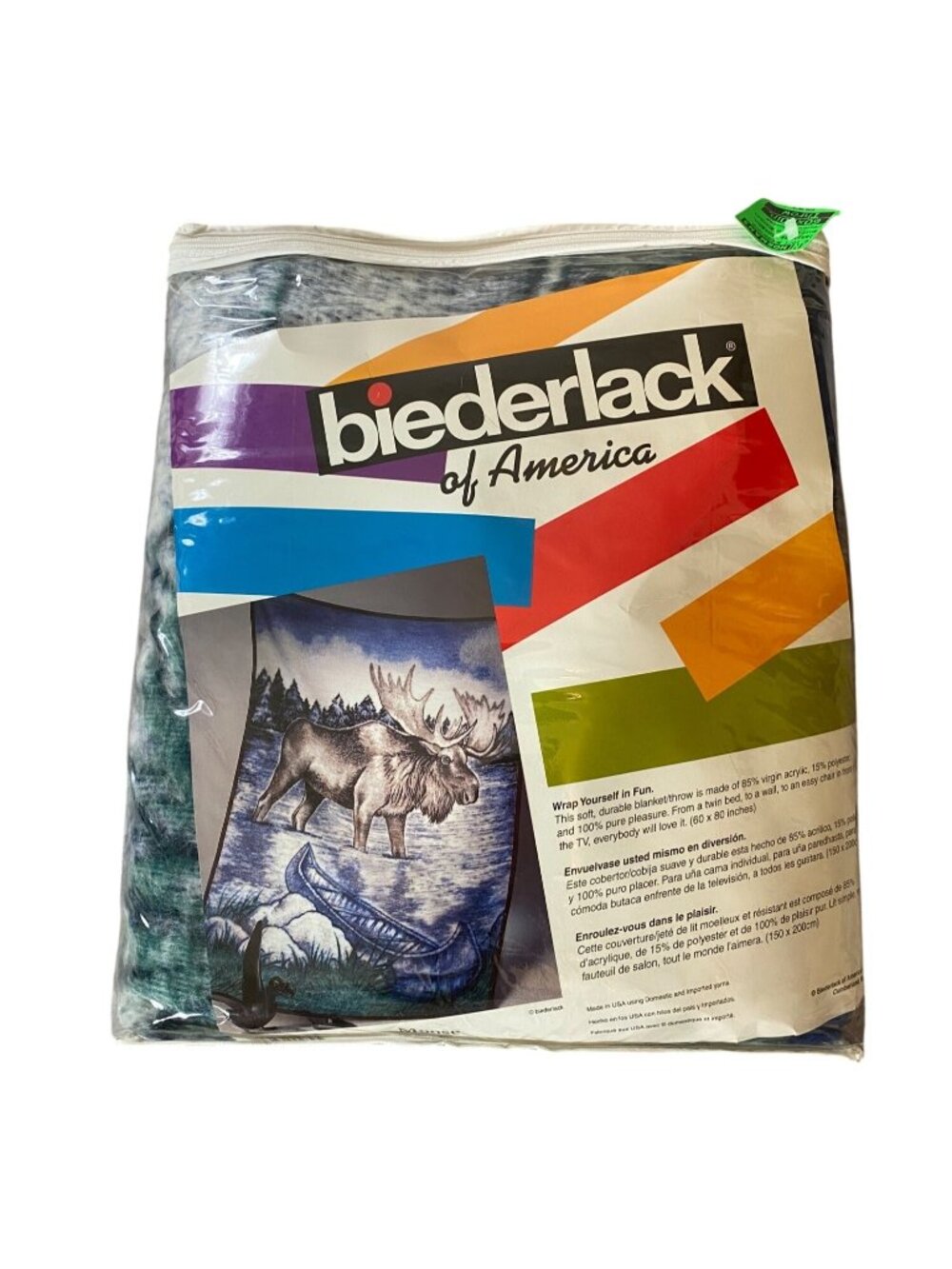 Biederlack Moose Wilderness Blanket Throw 60" X 80" Made In USA